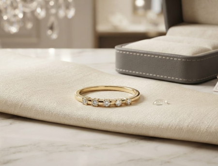 inele de logodna aur 14k - Inel Half-Eternity din Aur Galben 14K – O Linie de Strălucire Eternă