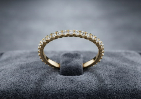 inele cu diamant - Inel Half-Eternity din Aur Galben de 14K cu Diamante – Strălucire Continuă