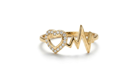 Inele aur 14k - Inel Minimalist „Asymmetric Oval” din Aur 14K cu Pavaj Parțial