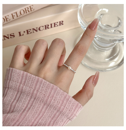 Inel argint 925 - Inel Minimalist din Argint 925 Rodiat cu Perlă – Pure Pearl Band