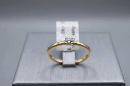 inele cu diamant - Inel Minimalist din Aur Alb de 14K cu Diamante Naturale 0.09ct