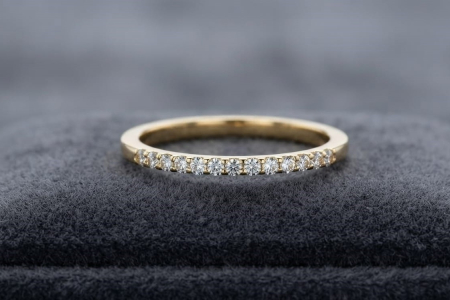 inele cu diamant - Inel Minimalist din Aur Alb de 14K cu Diamante Naturale 0.12c