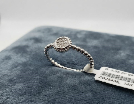 inele cu diamant - Inel Minimalist din Aur Alb de 14K cu Disc Pavé și Diamante Naturale 0.05ct