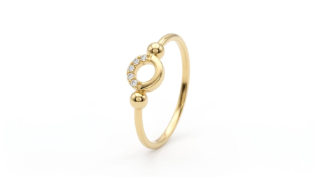 Inele aur 14k - Inel Minimalist din Aur Galben 14K cu Design Circular și Zirconia