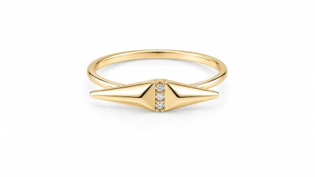Inele aur 14k - Inel Minimalist din Aur Galben 14K cu Design Rhombus / Săgeată