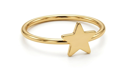 Inele aur 14k - Inel Minimalist din Aur Galben 14K cu Steluță Plină – Stil Fin și Tineresc