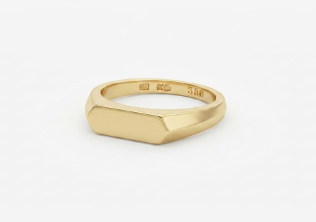 bijuterii aur - Inel Minimalist Tip Sigiliu din Aur Galben 14K – Formă Geometrică (1.68g)