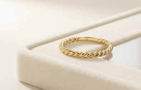Inele aur 14k - Inel Minimalist Torsadat din Aur Galben 14K – Eleganță Împletită și Minimalism Modern