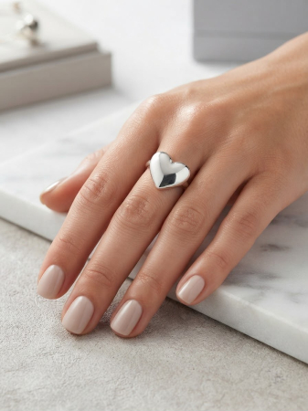 OUTLET - Inel Reglabil din Argint 925 „Puffy Heart” cu Finisaj Lucios
