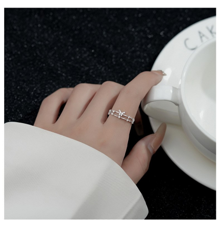 Inel Reglabil din Argint 925 Rodiat – Lucky Clover Crystal Ring [2]