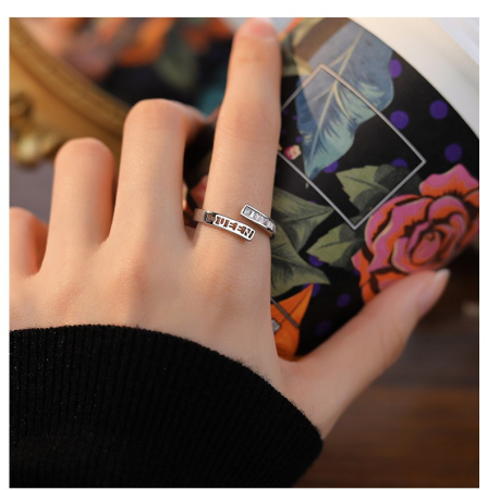 Inel argint 925 - Inel Reglabil din Argint 925 Rodiat – Queen Statement Ring