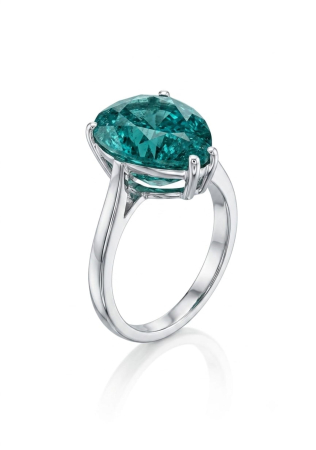 Inel argint 925 - Inel Solitaire din Argint 925 cu Turmalină Albastră/Paraiba Sintetică – Eleganță Hipnotizantă