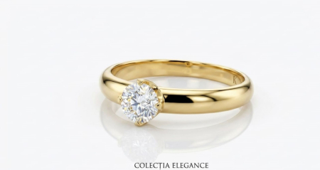 inele de logodna aur 14k - Inel Solitar din Aur Galben 14K „Colecția Elegance” – Simbolul Rafinamentului Suprem