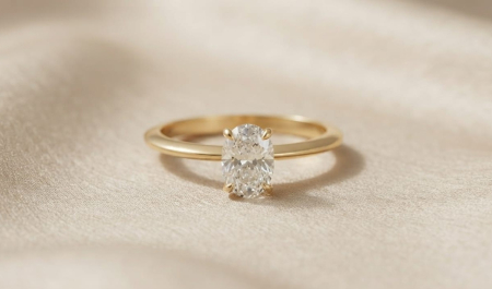 inele de logodna aur 14k - Inel Solitar din Aur Galben 14K cu Zirconiu Tăietură Ovală (3.07g)