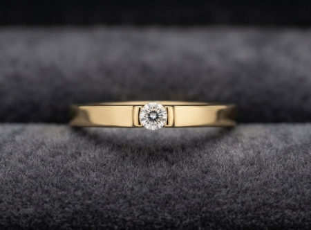 inele cu diamant - Inel Solitar Modern din Aur Galben de 14K cu Diamant Natural 0.16ct