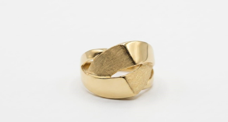 Inele aur 14k - Inel Statement „Abstract Wave” din Aur 14K cu Finisaj Satinat