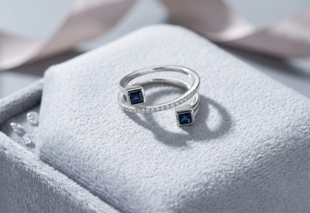 Bijuterii argint 925 - Inel Statement Argint 925 "Sapphire Spiral" – Design Geometric Multistrat