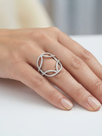OUTLET - Inel Statement din Argint 925 „Abstract Orbit” cu Pavaj Continuu de Zirconii