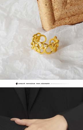 Inel argint 925 - Inel Statement din Argint 925 Aurit – Design „Eternal Circles”