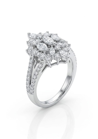 Inel argint 925 - Inel Statement din Argint 925 cu Zirconii – Design Cluster Marquise Regal