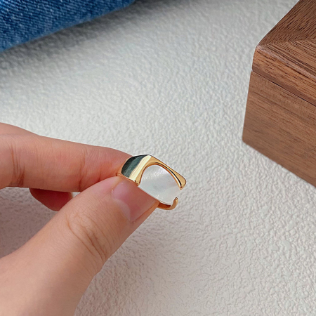 Inel Statement din Argint 925 – Model Geometric cu Încrustație din Sidef Natural (Mother of Pearl) [1]