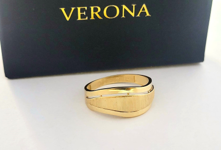 Inele aur 14k - Inel Statement Modern din Aur Galben 14K cu Finisaj Satinat Texturat
