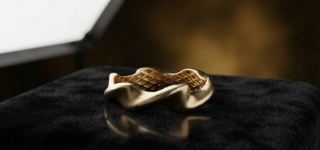 Inele aur 14k - Inel Statement Ondulat din Aur Galben 14K – Design Organic