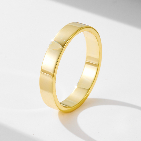 Inel argint 925 - Inel verigheta din Argint 925 Aurit Model Bandă Simplă, Verighetă Minimalistă cu Profil Drept