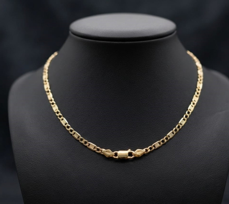 LANT BARBAT AUR 14K - Lanț Aur Galben 14K Model Figaro Alternat Texturat | 42 cm, 2.65g, Unisex