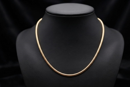 LANT BARBAT AUR 14K - Lanț Aur Galben 14K Model Snake Gros | 50 cm, 6.12g, Colier Unisex Șnur