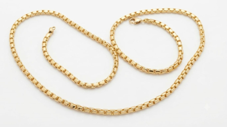 LANT BARBAT AUR 14K - Lanț Bărbați din Aur Galben 14K Cubic Box Chain | 55 cm, 17.5g