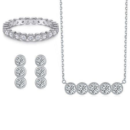 Set argint 925 - Lant+cercei argint 925 placat cu rodiu