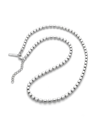Lant argint 925 dama - Lanț din Argint 925 cu Șir de Cuburi Lucioase, Model Geometric Premium (14g, 55+3cm)