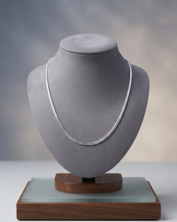 Lant argint 925 dama - Lanț din Argint 925 Model Herringbone (Bandă Flexibilă), 55 cm, 7.2g, Unisex