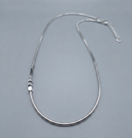 bijuterii barbati - Lanț din Argint 925 Model Șarpe (Snake Chain) cu Inele Decorative, 19.12g, 49-54 cm