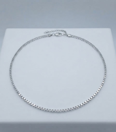 bijuterii barbati - Lanț din Argint 925 Model Zale Geometrice Venețiene (Box Chain), 12.33g, 50-54 cm