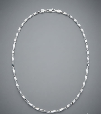 bijuterii barbati - Lanț din Argint 925 Model Zale Răsucite Singapor (Twisted Bar), 12.00g, 60cm