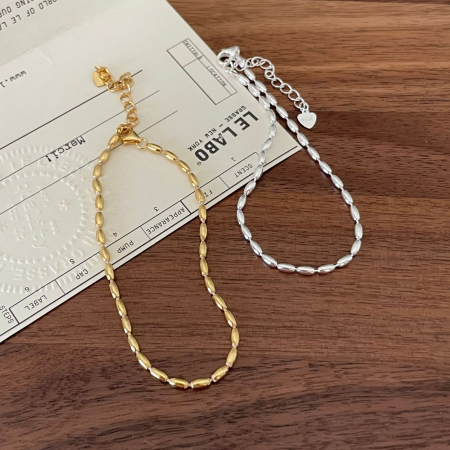 Lant argint 925 dama - Lant din Argint 925 Placată cu Aur, Lanț Texturat cu Zale Ovale – „Golden Grain”