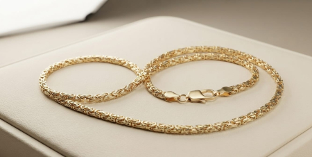 LANT BARBAT AUR 14K - Lanț din Aur Galben 14K cu Împletitură Bizantină (55 cm)