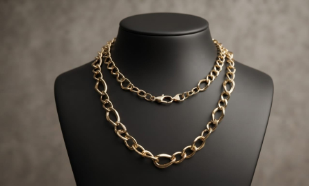 Lant aur 14k - Lanț din Aur Galben 14K cu Zale Înlănțuite, 50cm, 10.00g