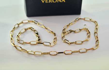 Bijuterii barbati - Lanț din Aur Galben 14K model Paperclip (Zale Dreptunghiulare) – Eleganță Modernă și Stil Urban Statement