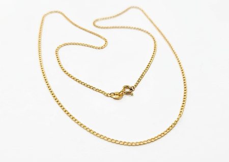 Bijuterii barbati - Lanț din Aur Galben 14K - Model Zale Curbate (Curb / Panzer Chain)