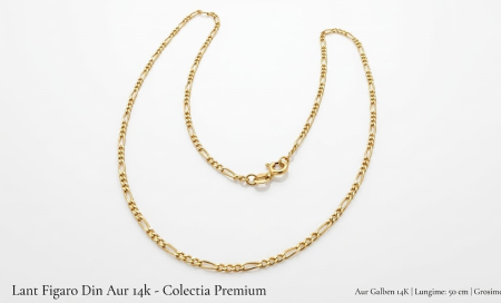 Bijuterii barbati - Lanț Figaro Din Aur Galben 14K - Colecția Premium