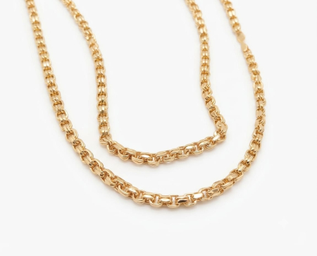bijuterii aur - Lanț Rolo din Aur Galben 14K, Model Belcher Rotund, 52 cm, 8.75 gr