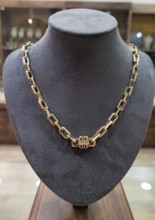 Lant aur 14k - Lanț Statement din Aur Galben 14K cu Carabină Geometrică – Lux Urban de Impact