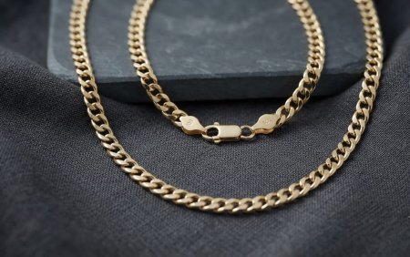 bijuterii aur - Lanț Unisex Tip Curb / Cubanez din Aur Galben 14K, 50 cm, 4.5 gr