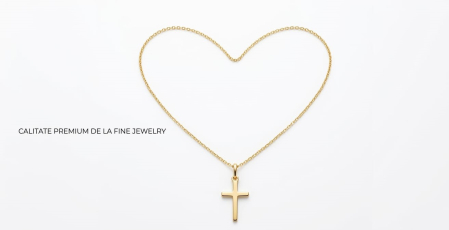 LANT BARBAT AUR 14K - Lănțișor cu Pandativ Cruce din Aur Galben 14K – Fine Jewelry