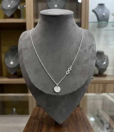 Lant argint 925 dama - Lănțișor din Argint 925 cu Bănuț Plin și Infinit Asimetric
