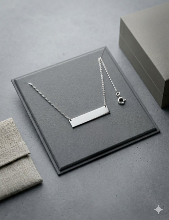 Lant argint 925 dama - Lănțișor din Argint 925 cu Bară Orizontală Minimalistă – „Plain Canvas”