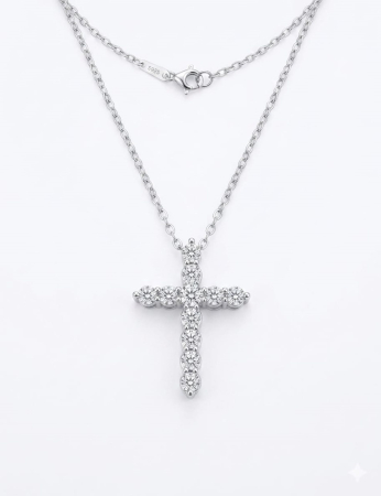 Lant argint 925 dama - Lănțișor din Argint 925 cu Pandantiv Cruce Eternity și Zirconiu – „Eternal Brilliance”